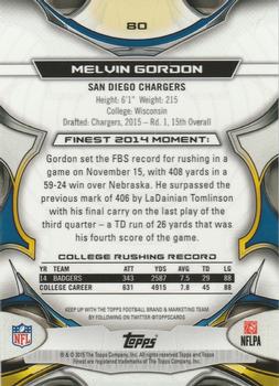 2015 Finest - Black Refractor #80 Melvin Gordon Back