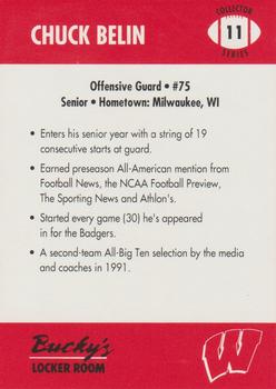 1992 Wisconsin Badgers Program Cards #11 Chuck Belin Back