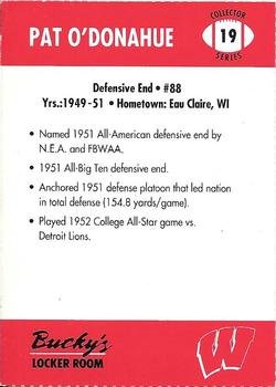 1992 Wisconsin Badgers Program Cards #19 Pat O'Donahue Back