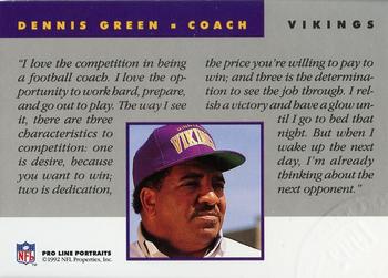 1992 Pro Line Portraits - National Convention #NNO Dennis Green Back