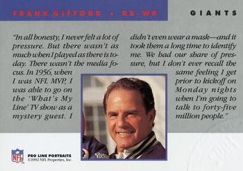 1992 Pro Line Portraits - National Convention #NNO Frank Gifford Back