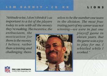 1992 Pro Line Portraits - National Convention #NNO Lem Barney Back