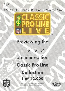 1993 Classic - Pro Line Previews #3 Russell Maryland Back