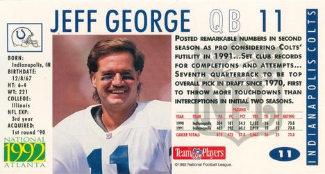 1992 GameDay Atlanta National Convention #11 Jeff George Back