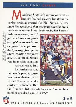 1992 Pro Line Profiles - 1992 National Convention #NNO Phil Simms Back