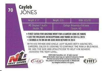 2016 SAGE HIT #70 Cayleb Jones Back