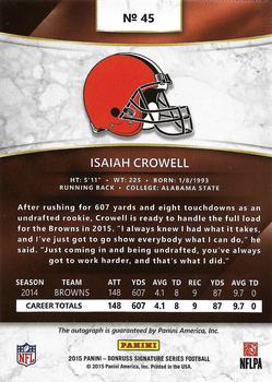 2015 Donruss Signature Series - Gold #45 Isaiah Crowell Back