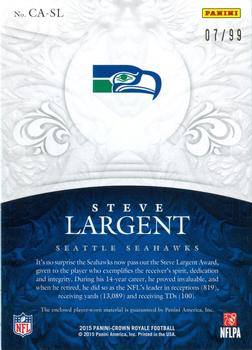 2015 Panini Crown Royale - Crowning Achievements Gold #CA-SL Steve Largent Back