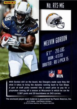 2015 Panini Contenders - Rookie Ticket Swatches Team Helmets #RTS-MG Melvin Gordon Back