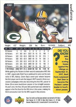 1998 Upper Deck ShopKo Green Bay Packers I #GB1 Brett Favre Back