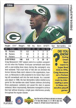 1998 Upper Deck ShopKo Green Bay Packers I #GB6 Craig Newsome Back