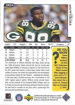 1998 Upper Deck ShopKo Green Bay Packers I #GB54 Gabe Wilkins Back