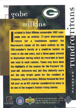 1998 Upper Deck ShopKo Green Bay Packers I - Tundra Titans #T18 Gabe Wilkins Back