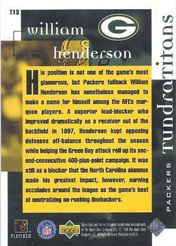 1998 Upper Deck ShopKo Green Bay Packers I - Tundra Titans Title Defense #T13 William Henderson Back
