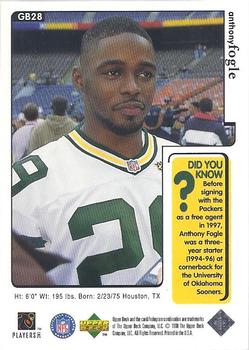 1998 Upper Deck ShopKo Green Bay Packers I - Title Defense #GB28 Anthony Fogle Back