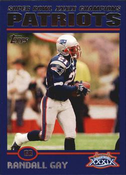 2005 Topps New England Patriots Super Bowl XXXIX Champions #22 Randall Gay Front