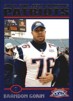 2005 Topps New England Patriots Super Bowl XXXIX Champions #37 Brandon Gorin Front