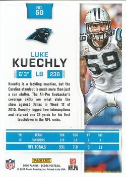 2016 Score #50 Luke Kuechly Back