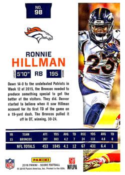 2016 Score #98 Ronnie Hillman Back