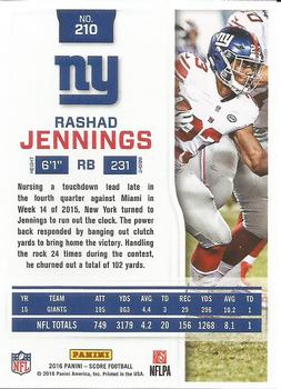 2016 Score #210 Rashad Jennings Back