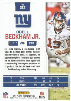 2016 Score #213 Odell Beckham Jr. Back