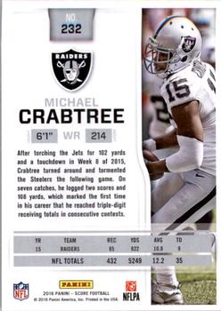2016 Score #232 Michael Crabtree Back