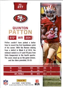 2016 Score #277 Quinton Patton Back