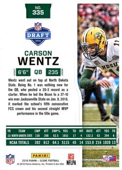 2016 Score #335 Carson Wentz Back