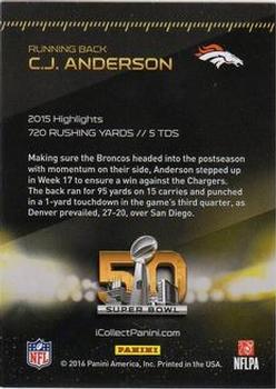 2016 Panini Super Bowl 50 #2 C.J. Anderson Back