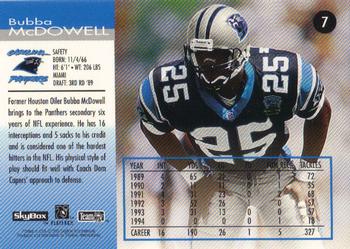 1995 SkyBox Carolina Panthers #7 Bubba McDowell Back