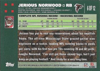 2007 Topps Atlanta Falcons #6 Jerious Norwood Back