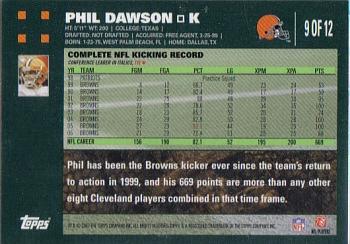 2007 Topps Cleveland Browns #9 Phil Dawson Back