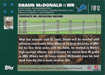 2007 Topps Detroit Lions #7 Shaun McDonald Back