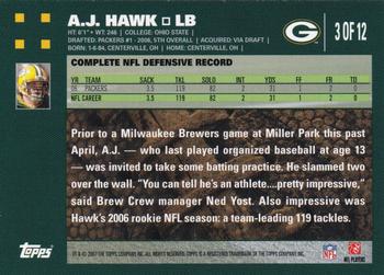 2007 Topps Green Bay Packers #3 A.J. Hawk Back