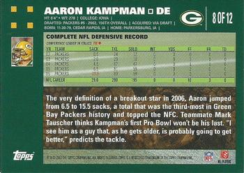 2007 Topps Green Bay Packers #8 Aaron Kampman Back