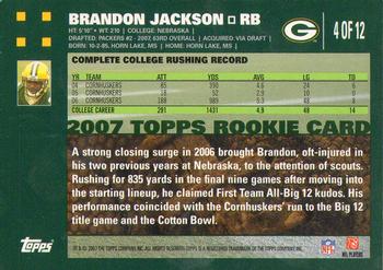 2007 Topps Green Bay Packers #4 Brandon Jackson Back