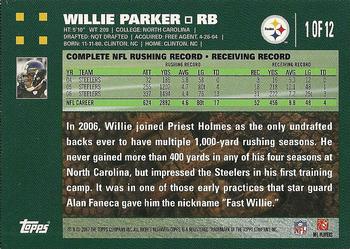 2007 Topps Pittsburgh Steelers #1 Willie Parker Back