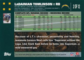 2007 Topps San Diego Chargers #2 LaDainian Tomlinson Back