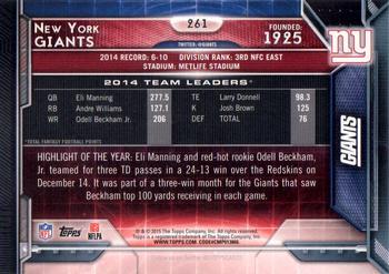 2015 Topps - 60th Anniversary #261 New York Giants Back