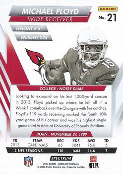 2014 Panini Absolute - Retail Red #21 Michael Floyd Back