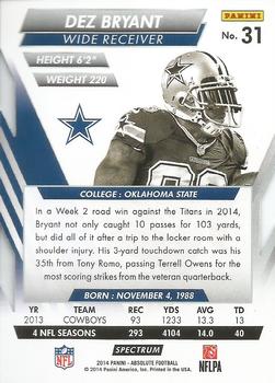 2014 Panini Absolute - Retail Red #31 Dez Bryant Back