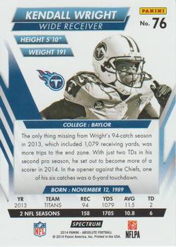 2014 Panini Absolute - Retail Red #76 Kendall Wright Back