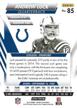 2014 Panini Absolute - Retail Red #85 Andrew Luck Back