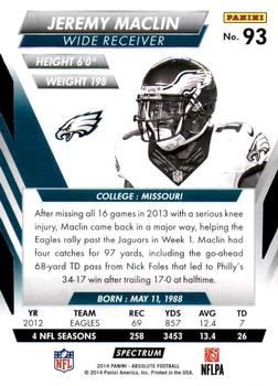 2014 Panini Absolute - Retail Red #93 Jeremy Maclin Back