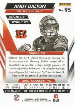 2014 Panini Absolute - Retail Red #95 Andy Dalton Back