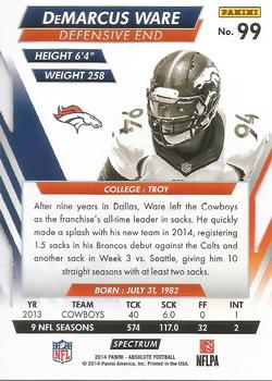 2014 Panini Absolute - Retail Red #99 DeMarcus Ware Back
