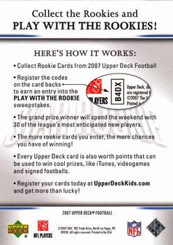 2007 Upper Deck - Collect the Rookies Sweepstakes Promos #NNO Calvin Johnson Back