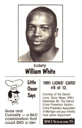 1991 Detroit Lions Police #8 William White Back
