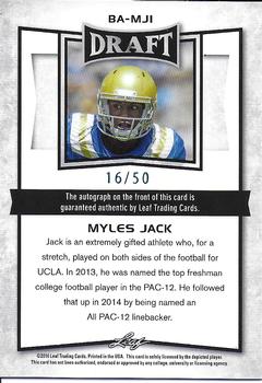 2016 Leaf Metal Draft - Blue #BA-MJ1 Myles Jack Back