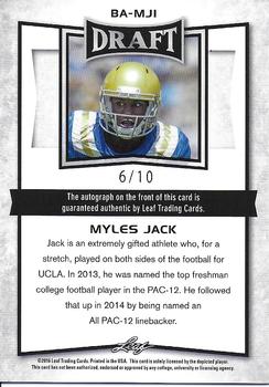2016 Leaf Metal Draft - Green #BA-MJ1 Myles Jack Back